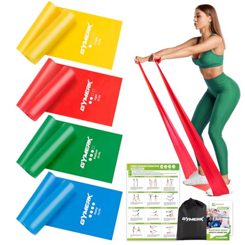 GYMERK Fitnessbänder Set 4er, 1.8M/2M Fitnessband, 4 Widerstandsstufen mit Übungsposter, Gymnastikband mit Tragetasche & Übungsanleitung, Ideal für Yoga, Pilates, Muskelaufbau GYMERK Fitnessbänder Set 4er, 1.8M/2M Fitnessband, 4 Widerstandsstufen mit Übungsposter, Gymnastikband mit Tragetasche & Übungsanleitung, Ideal für Yoga, Pilates, Muskelaufbau