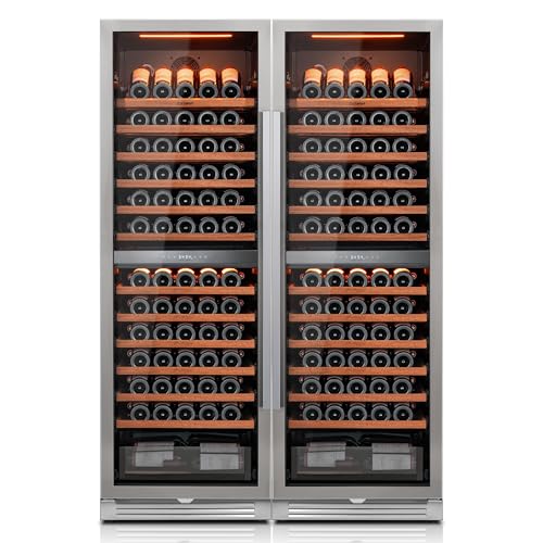 Image of Ca'Lefort 24 Inch Wine Fridge Set, 310 Bottle Capacity Dual Zone Wine Cooler Refrigerator, Built-in Glass Door Wine Fridge with Adjustable Shelves & 3 LED Lighting for Home Bar Kitchen (Two 24 inch Units)