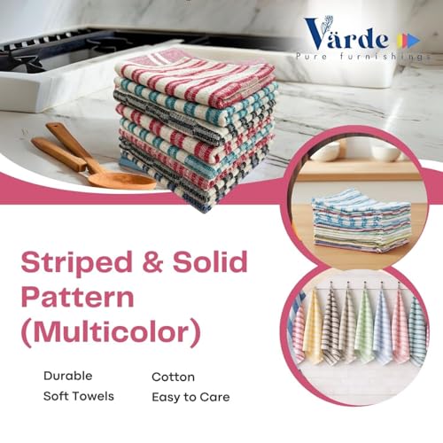 Image of 15 Pcs Dishcloths | 12x16 Inches | Bulk Cotton Kitchen Cleaning Dish Cloths | Scrubbing Wash Cloth Sets | Multipurpose Cloth | 100% Cotton. (Multicolor, Set of 15)