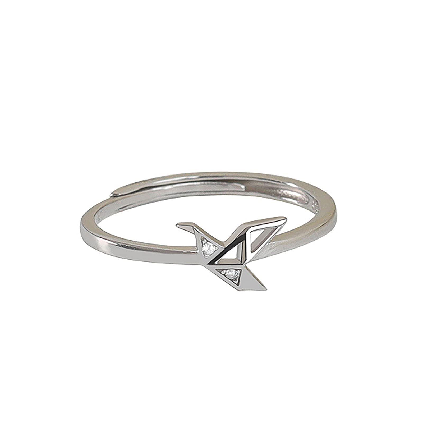 S925 Sterling Origami Kranich Ring Mode Baumeln Origami Zirkon Offene Einstellbare Daumen Ringe Schmuck Geschenke für Frauen Weihnachten,