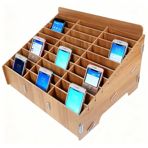 TOPBATHY Boîte De Rangement En Bois Pour Téléphones Portables À 30 Grilles avec Compartiments Organisateur De Bureau Multifonctionnel Pour éCole, Bureau, Atelier De RéParation