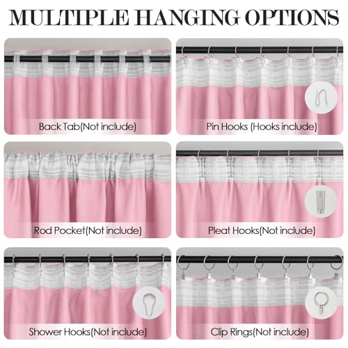 ABBRIGE Pink Curtains Blackout for Bedroom 2 Panels Set - Baby Blush Pink Pretty Room Decor - Back Tab and Rod Pocket with Hooks for Ceiling Track System - Image 2
