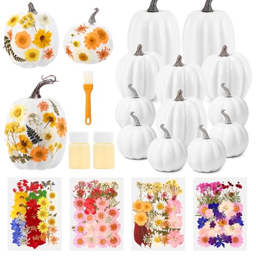 Kit 12 Pzs Calabaza Artificial y Flores Secas para Decoración miniatura 1