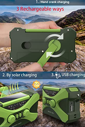 Opwindradio, 2022 Verbeterde Draagbare 10000mAh Zonne-radio Met AM FM, Noodhandslinger Dynamo Weerradio Met Zaklamp En Leeslampje, SOS-alarm En Hoofdtelefoonaansluiting - Image 6
