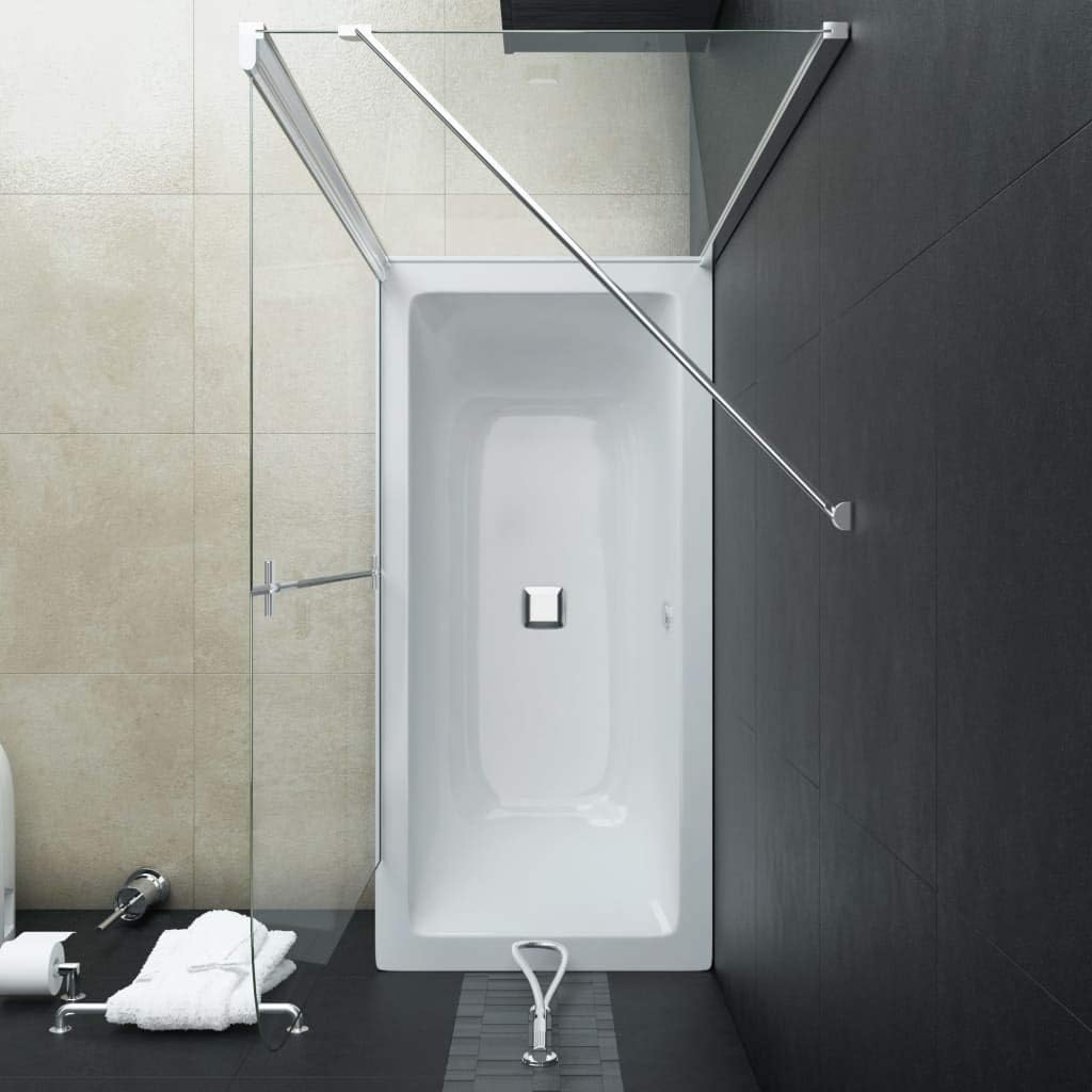 Willood Mampara Ducha 1 Hoja Plegable Pivotante Doble + 1 Hoja Fija Cristal Seguridad Vidrio Templado ESG Cabina Baño Transparente Cierre en L Bañera
