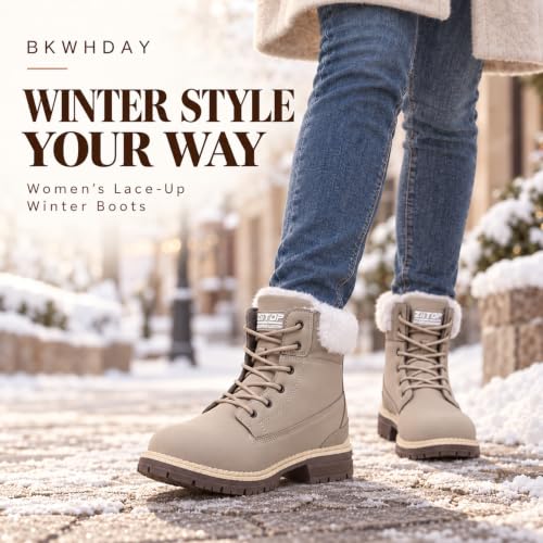 BKWHDAY Winter Boots for Women Snow Boot Waterproof Non Slip - image 2