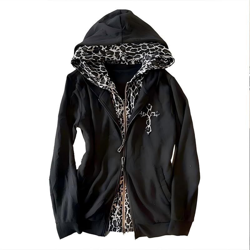Womens Vintage Leopard Printed Sweatshirts Y2k Slim Fit Spicy Girl Hoodie Gothic Harajuku Autumn Hoodies-image-37