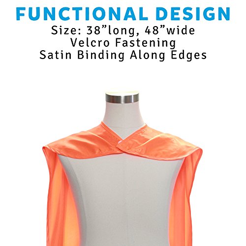 Everfan Men's Polyester Satin Superhero Cape 38" Lx48 W Orange #TOP1