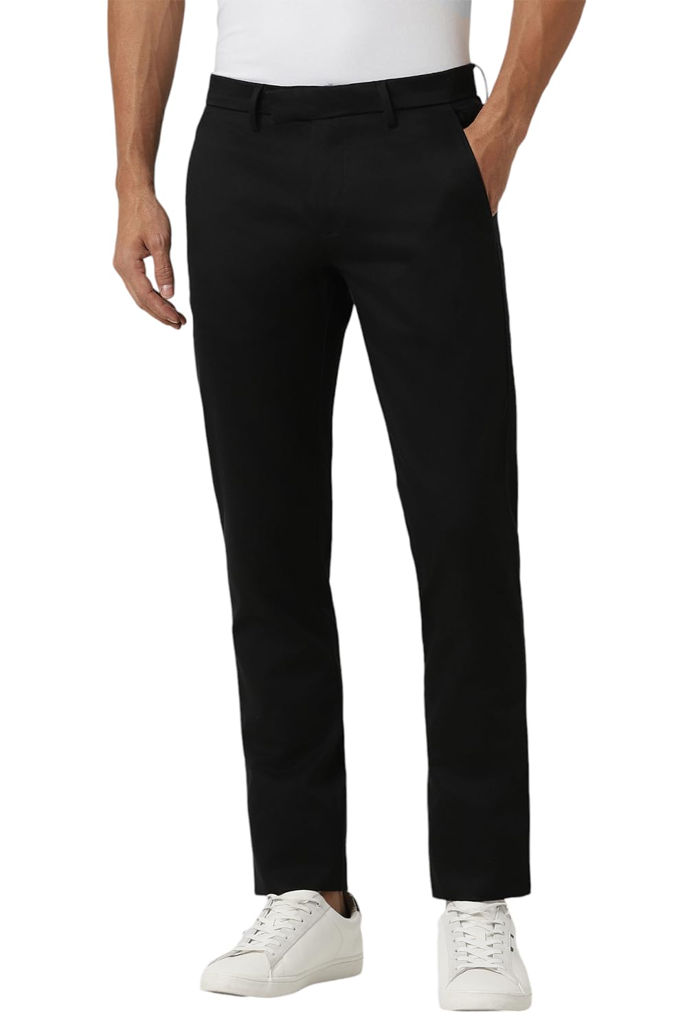 van heusen Men Black Solid Slim Fit Trousers-picture-13