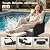 Amopatio 7 Seats Patio Furniture Set, 360° Swivel Chairs, 6 Pieces, Beige
