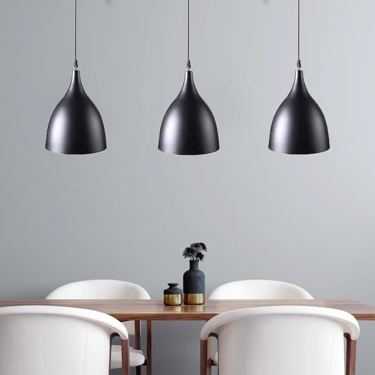 Black Pendant Lights - Classic Hanging Lights Set -8