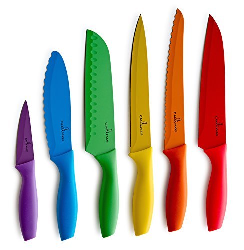 Culina 6 Pieces Color Knife and Blade Guard Set, Nonstick Stainless Steel, Multicolor