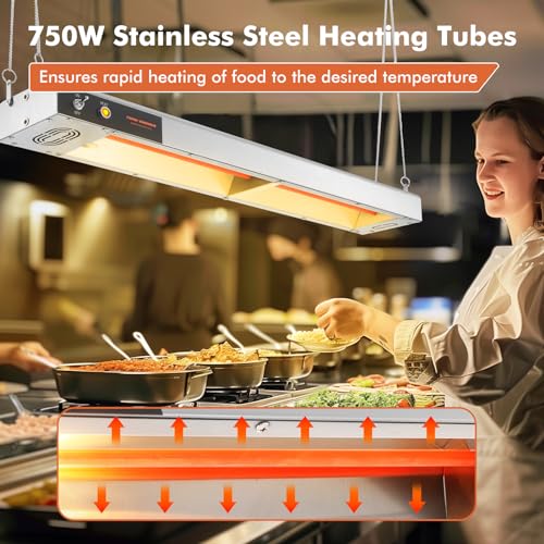Hiteemer BI007438 36 Inch Food Heat Lamp Strip Commercial Food Heating Warmer Lights Hanging Overhead Stainless Steel thumb #1