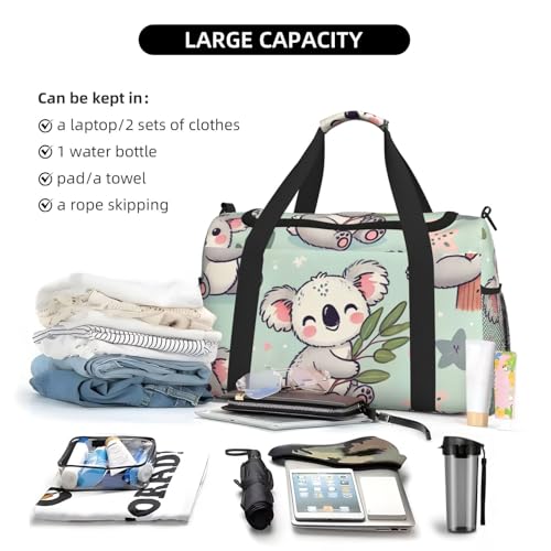 40l Gym Travel Duffel Bag Cute Australia Koala Bear Carry-On Workout Overnight Backpack3