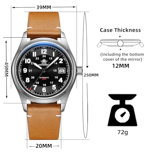Image of ADDIESDIVE Mens Watch Automatic NH35 /8215 200M Luminous Easy to Read Dial Wrist Watch Minimalist Fashion Simple Watch Analog Date with Leather Strap and Bracelet