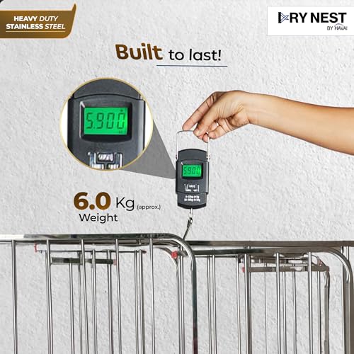 Image of HAVAI DryNest 6 KG Heavy Duty Foldable Cloth Drying Stand | Double Zig-Zag Premium Stainless Steel Dryer Rack with Strong Steel Rods | Space-Saving Design for Balcony, Indoor & Outdoor Use