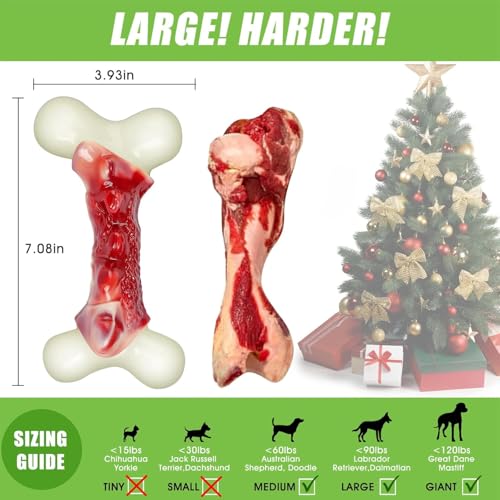 Dog Toys for Aggressive Chewers, Indestructible Dog Toys for Large Dogs, Real Bacon Flavored, Dog Bones for Medium/Large Breed Dogs, Dog Chew Toys to Keep Them Busy - Image 3