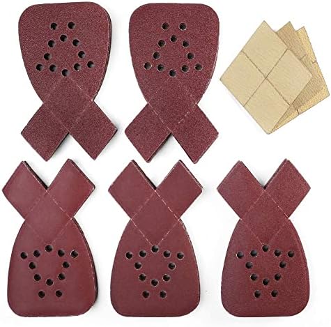 Sanding Sheets for Black and Decker Mouse Sanders, 50PCS 60 80 120 150 220 Grit Sandpaper Assortment with Extra Tips for Replacement, 12 Holes Hook and Loop Detail Sander Sanding Pads Sand Paper