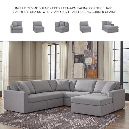 Image of Signature Design by Ashley 5-Piece Modular Sectional with Chaise, Gray