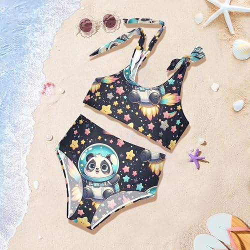 Girls' Bikini Set, Cute Cartoon Space Panda Stars Kids Swimsuit 2 Pcs Beach Bathing Suit4