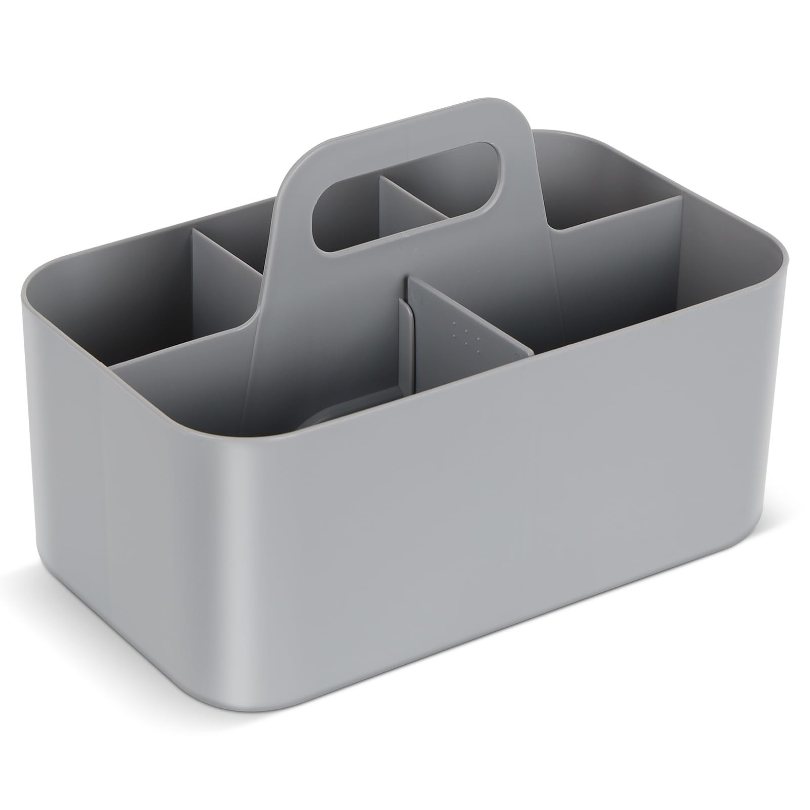 Nymblis Storage Caddy Organiser, Stackable Portable Cleaning Caddy with Handle, 5-Section Art Organizers for Desk Supplies, Multipurpose Storage Organiser for Office, Kitchen (Grey)