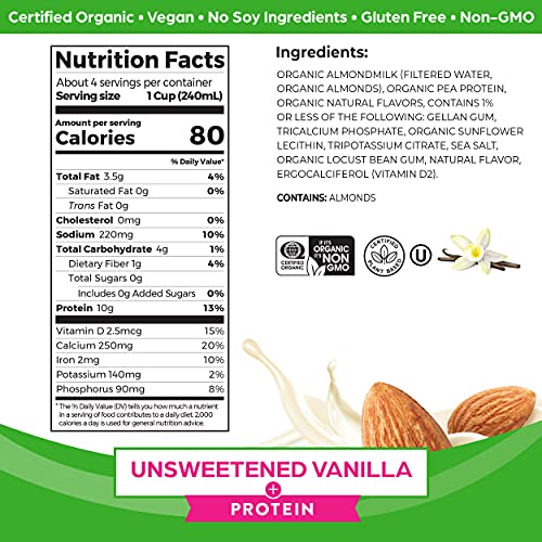 Orgain 235GG Organic Vegan Protein Almond Milk, Unsweetened Vanilla - 10G Plant Protein thumb #1