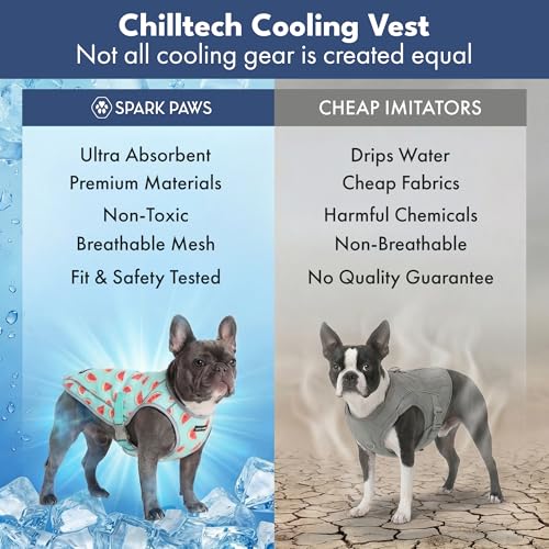 Image of Spark Paws Dog Cooling Vest - SPF 50 UV Sun Protection - Summer Heat Relief Gear for Dogs, Lightweight, Evaporative Cooling - Dog Anxiety Relief Vest During Hot Days - Watermelon - Size XL