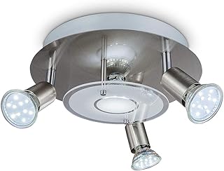 LED Ceiling Lights Adjustable Rotatable Spotlight 4 Way Round Plate Modern Chrome Light Fixture with 4X 3W GU10 Bulbs for ...