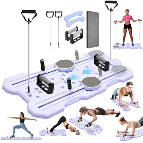 Foldable Pilates Board Reformer Machine Set with Ab Roller Portable Multi-Functional Pilates Training Full Body Workout Equipment for Home with Accessories