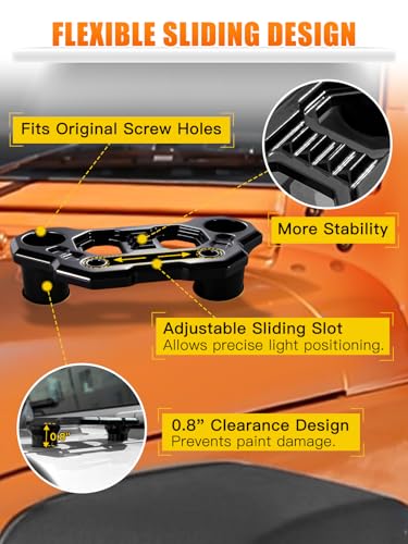 Image of UNI-SHINE 2-Pack Hood Mounting Brackets for Light Bar Fit for Jeep Wrangler JL JLU Gladiator JT 2018-2026 Aluminum A-Pillar Auxiliary Cowl Mounts for LED Pod & Ditch Lights