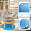 Elevated Cat Bowls Raised Ceramic Cat Dishes Adjustable Height Stand Whisker Fatigue Friendly Food Plates Feeding Station for Kittens Puppies Dog(Pink)(Blue)