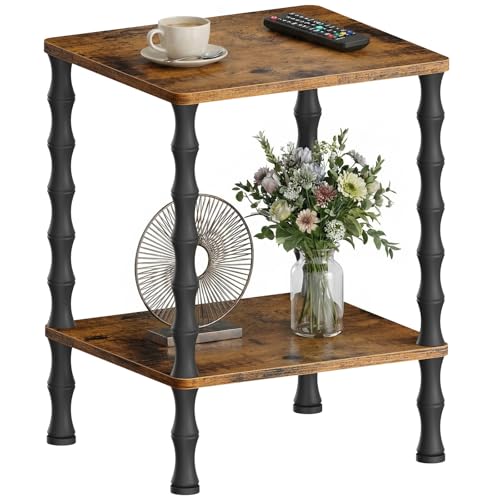 Mozume Vintage Small End Table, 21.9 Inch Wood Couch Side Table, Corner Table with Storage Shelf,...