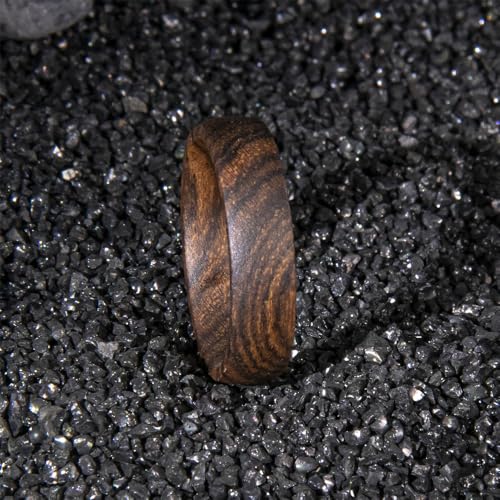 6mm 8mm Men Women Golden Sandalwood Ring Wood Anniversary Ring Band,Domed Wooden Wedding Ring Comfort Fit,Free Wooden Box3