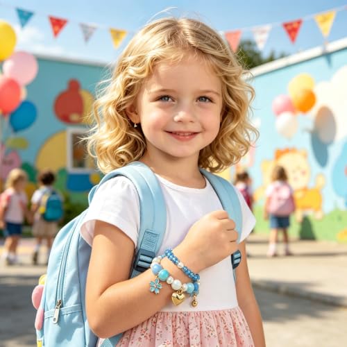 Image of First Day of Kindergarten Bracelets,First Day of School Bracelets for Mom and Daughter,Back to School Bracelet Pre-K Matching Heart Wish Adjustable Bracelet