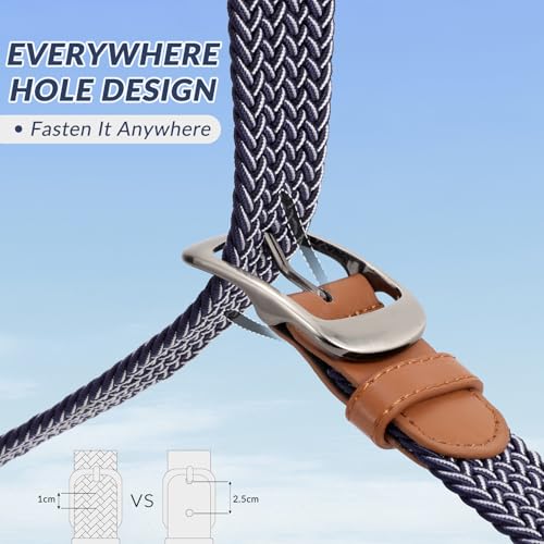 Image of BELTROAD Elastic Braided Belt Mens Golf Belts No-Hole Design Lightweight Breathable Woven Stretch Belt for Golf Casual