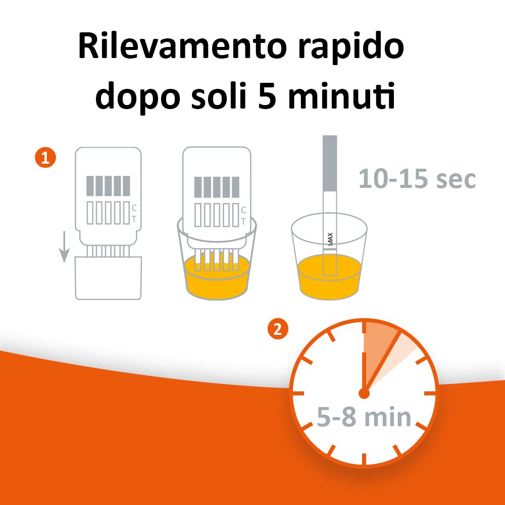 self-diagnostics Test antidroga urine Cannabis (THC) - Marijuana - Hashish - Cut-Off: 25 ng/ml - 10 strisce reattive - Rilevamento della droga - Test ad immersione - Test droga urine - Test THC - Test rapido su urina in 5 minuti