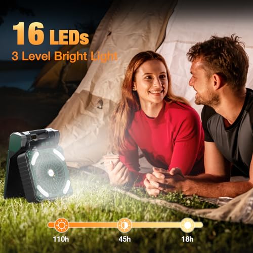 lynker-Portable-Camping-Fan-Solar-Powered-Fan-12800mAh-Rechargeable-Battery-Operated-Fan-with-LED-Lantern-4-Speeds-3-Timers-Outdoor-Tent-Fan-for-Camping-Travel-Fishing-Office-Home-Green
