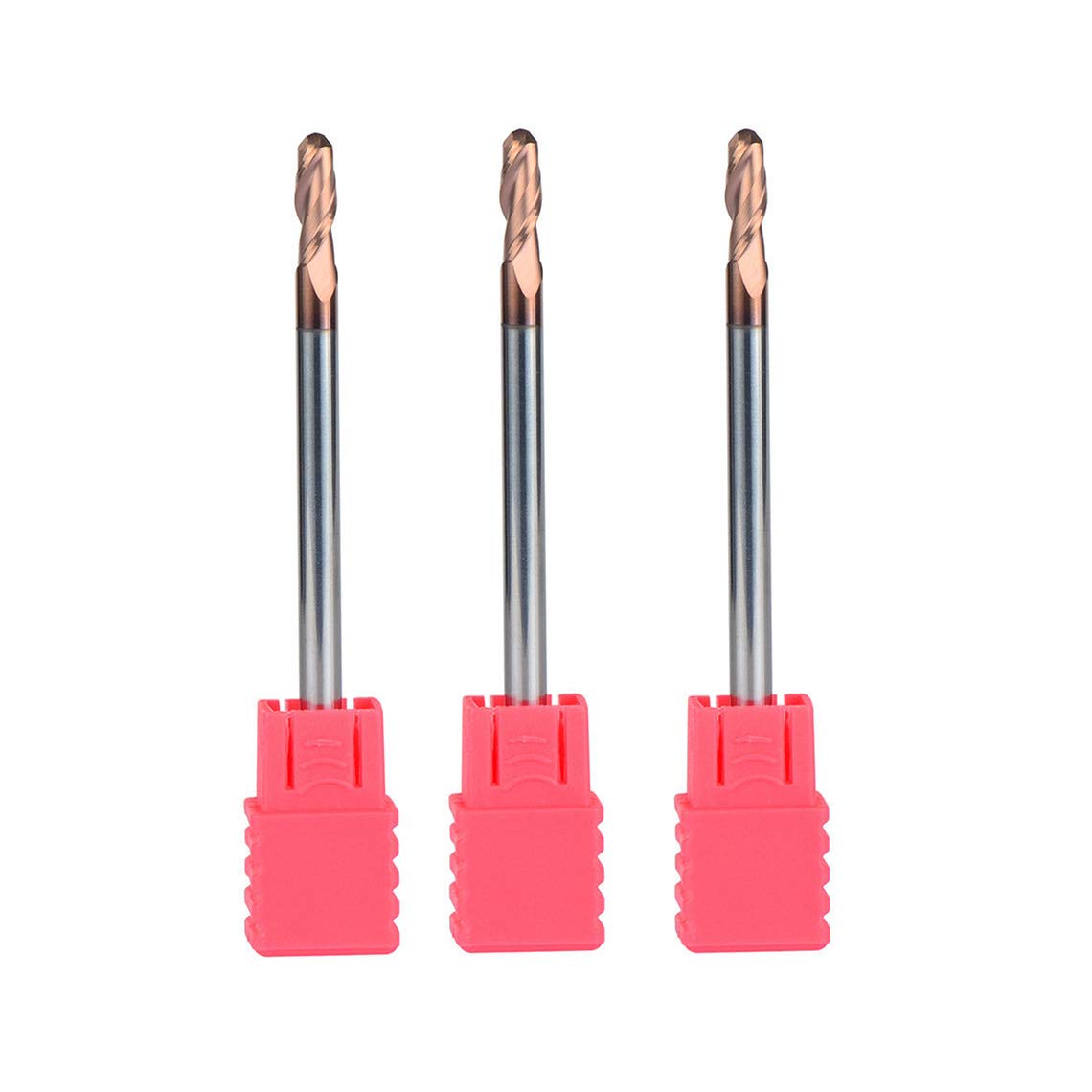 3 pezzi - 1,5 mm Fresa cilindrica con estremità a sfera, diametro dello stelo di 3 mm, fresa resistente al tungsteno HRC55 per acciaio lungo in metallo 100 mm