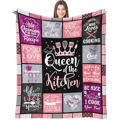 Jengehta Christmas Chef Gifts for Women, Xmas Chefs Throw Blanket 50'X60', Unique Present for Cooks...
