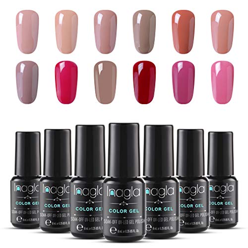 Inagla Esmaltes Semipermanentes en Gel UV LED, 12pcs Esmaltes de Uñas Semipermanentes de 8ml 004