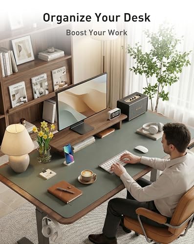Image of Aothia Faux Leather Desk Mat - Large Mouse Pad, Non-Slip PU Leather Blotter, Waterproof Writing Surface for Office and Home (Jungle Green, 40 inch x 24 inch)