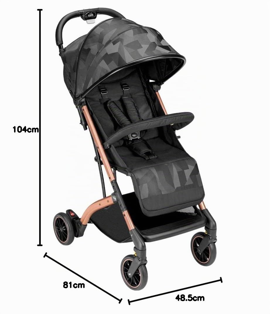 CAM Il Mondo del Bambino - art.832/T194 - Passeggino ultraleggero ed ultracompatto Compass 2.0 - ideale da 0 a 4 anni - chiuso si trasporta come un trolley - JACQUARD NERO