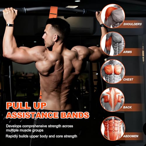 Pull Up Assistance Bands 65-260lbs, 4 Heavy Duty Pull Up Resistance Bands with Fabric Feet/Knee Rest for Pull Up Bar, Body Strength Training, Home Gym Fitness - Image 3