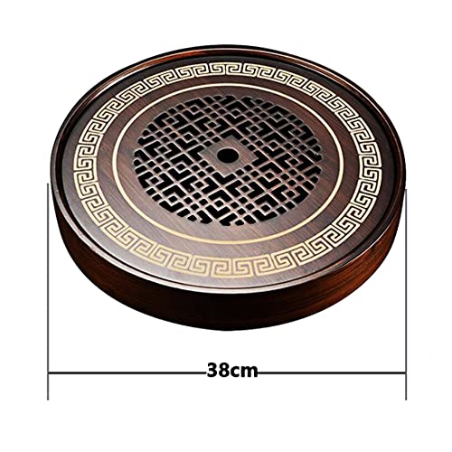 Plateau de service à thé en bambou avec design creux pour cérémonie du thé Gongfu, maison et bureau