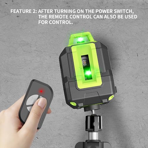 Image of Weiddw Laser Level with Tripod，360 Self Leveling Cross Line Laser- Green Horizontal Line for Picture Hanging Construction, Floor Tile, 2400 mah battery *2, can be standby for 10 times, cycle charging