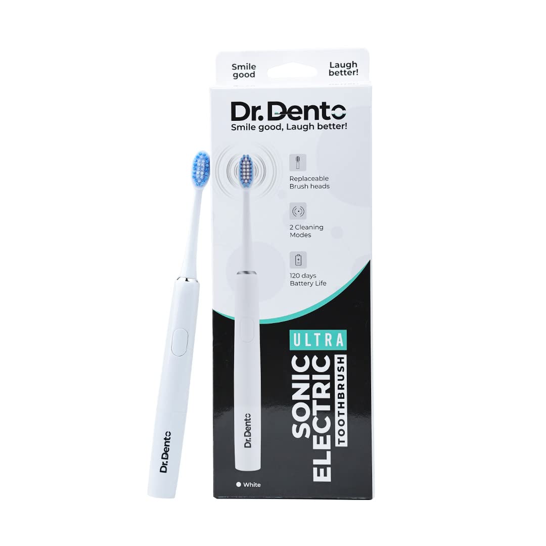 Dr.Dento Ultra Sonic Electric Toothbrush | 2 Modes, 120 Days Battery Life | AAA Powered | 3 Brush Heads + 1 Interdental Brush Head | 1 Year Warranty | Ideal for Men, Women & Kids (B0BRCR7LMK) Amazon Price History, Amazon Price Tracker