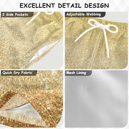 Boccsty Butter Yellow Cream Gold Glitter Boys Swim Trunks Baby Kids Swimwear Summer Toddler Beach Board Shorts 2T3