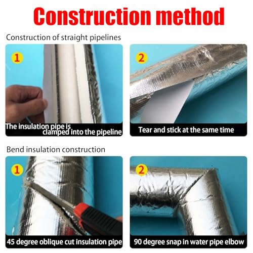 Isolante autoadesivo in schiuma per tubi per protezione antigelo, coperture in polietilene pretagliate per unità AC e irrigazione invernale all'aperto, 4 m x 15 mm x 95 cm, involucro per pali in