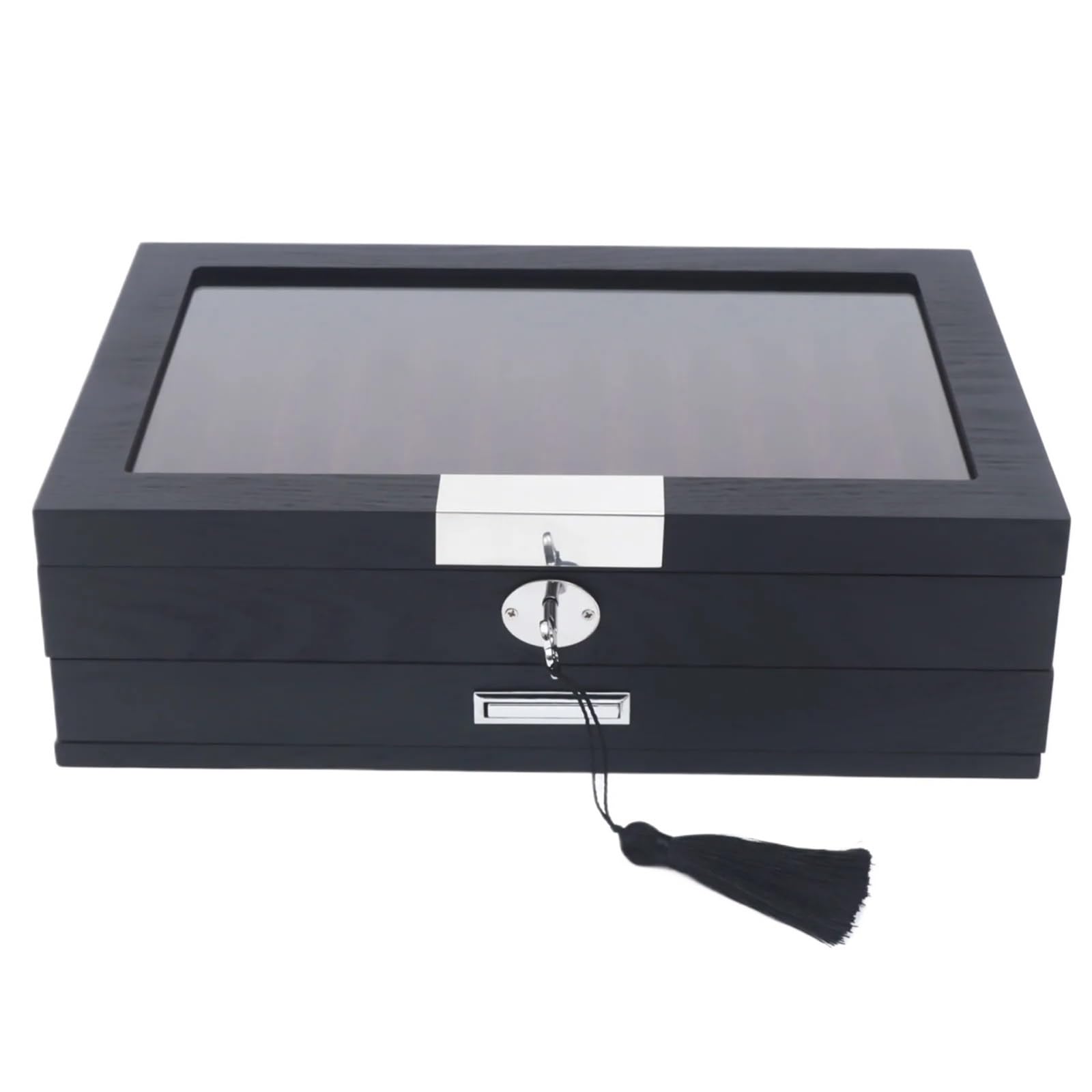 Ubohuz Black Pen Display Case Wood Pen Display Box Fountain Pen Case 12 Slot Pen Storage Organizer Case With A Key For Storing Pens