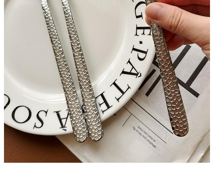 ONUIFIKE Silverware Set, 1/4/6/8/10/12 Pieces Hammered Stainless Steel Fork Cutlery Household Main Fork Fruit Steak Fork Salad Fork, Home Cutlery Flatware Set(1 Piece)